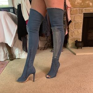 Distress Denim Stilettos boots